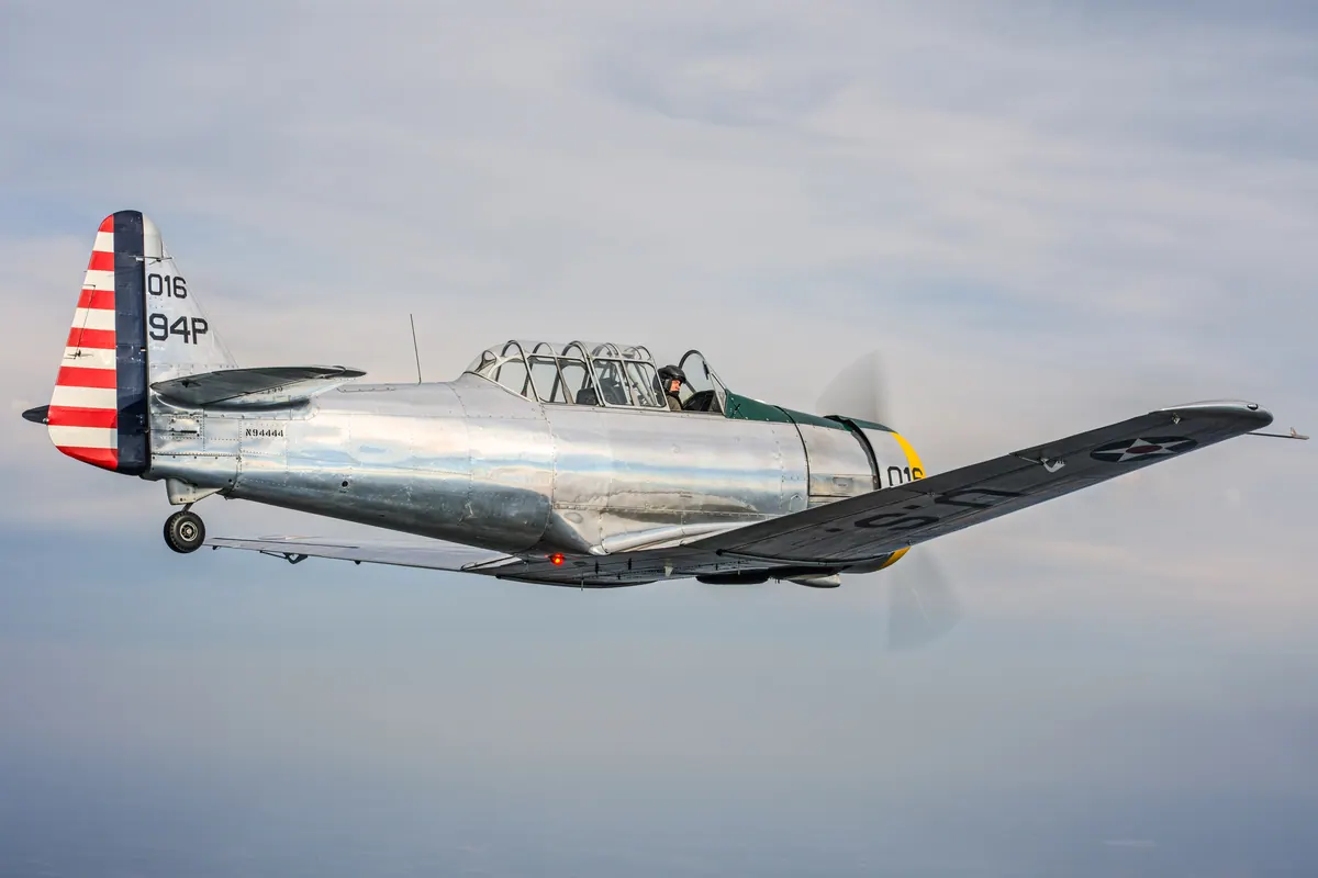 The polished silver trainer '016' banks away from the camera under a soft gray sky, its left wing raised