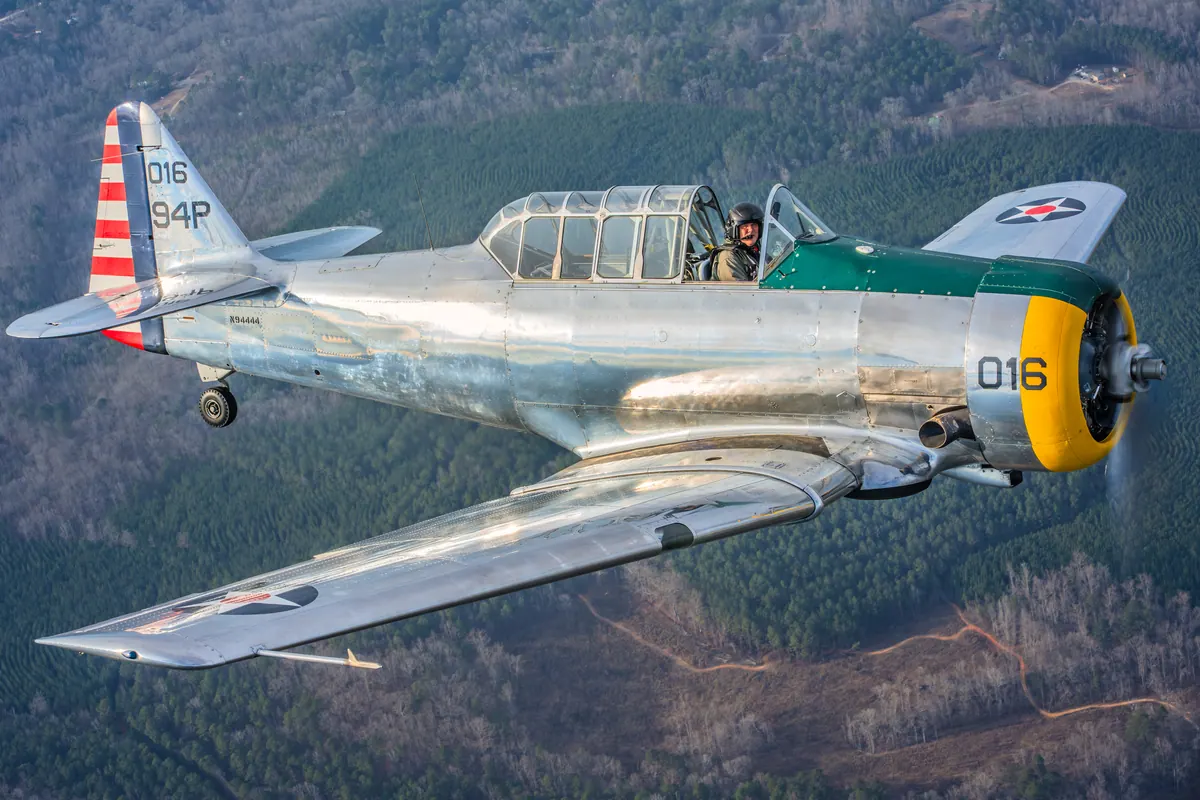 The polished silver trainer '016' banks toward the camera above dark pine forest